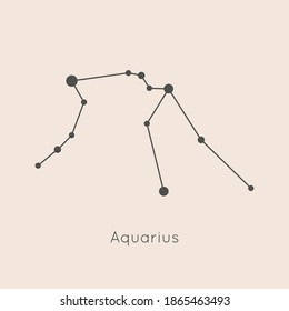 Aquarius Zodiac Constellation in Trendy Minimal Linear Style. Vector Horoscope Symbol and Sign.