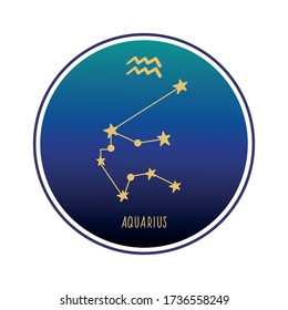 Aquarius. Zodiac constellation Aquarius. Vector color illustration. Aquarius constellation and sign.