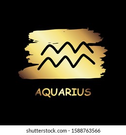 aquarius zodiac gold icon vector