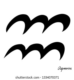 Aquarius zodiac hand drawing sign for horoscope. Usable for mystic  occult  palmistry and witchcraft alchemy. Vector. 