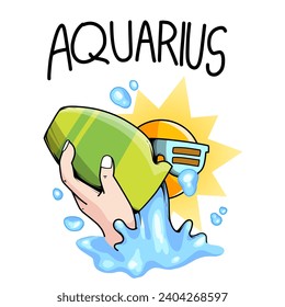 Aquarius zodiac horoscope logo. suitable for stickers, news or anything else