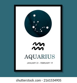 Aquarius Zodiac. Aquarius Zodiac Icon. Aquarius constellation astrology vector illustration. Astrology Illustration