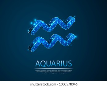 Aquarius Zodiac low poly abstract illustration consisting of points, lines, and shapes in the form of planets, stars and the universe. Vector digit wireframe concept. business concept