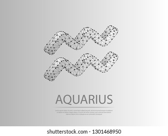 Aquarius Zodiac low poly abstract illustration consisting of points, lines, and shapes in the form of planets, stars and the universe.Origami Vector digit wireframe concept.