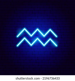 Aquarius Zodiac Neon Sign. Vector Illustration of Horoscope Promotion.