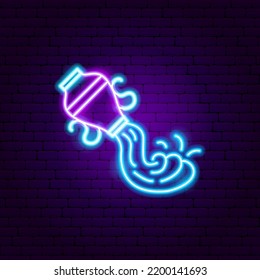 Aquarius Zodiac Neon. Vector Illustration of Horoscope Promotion.