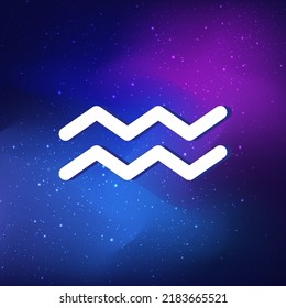 Aquarius zodiac sign. Abstract night sky background. Aquarius icon on blue space background. vector illustration