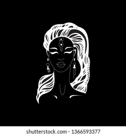 Aquarius zodiac sign artwork, adult coloring book page, beautiful horoscope symbol girl, vector illustration