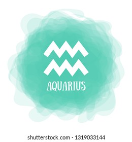 Aquarius. Zodiac sign. Astrological calendar. Zodiacal color vector horoscope. Smoky circle. Line symbol