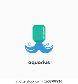 Aquarius zodiac sign, astrological, horoscope symbol. Flat icon. Vector illustration.