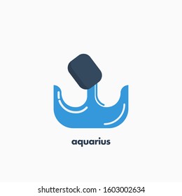 Aquarius zodiac sign, astrological, horoscope symbol. Flat icon. Vector illustration.