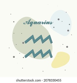Aquarius zodiac sign. Astrological symbol on multicolored background. Layers grouped for easy editing illustration. For your design.