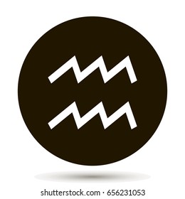 Aquarius zodiac sign. Astrological symbol icon in circle. On black background.