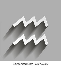 Aquarius zodiac sign. Astrological symbol icon with shadow