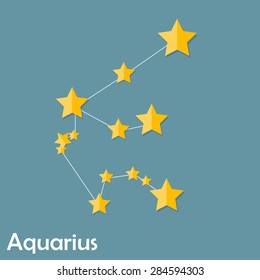 Aquarius Zodiac Sign of the Beautiful Bright Stars Vector Illustration EPS10