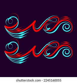 Aquarius Zodiac sign. Floral art illustration. Vintage pinstripes art. For vinyl sticker, painting template, tattoo, apparel, merchandise, border, frame. Vector Eps 10.