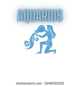 Aquarius Zodiac Sign with Glowing Text