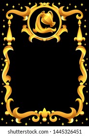 Aquarius zodiac sign with golden frame. Horoscope symbol. Stylized astrological illustration.