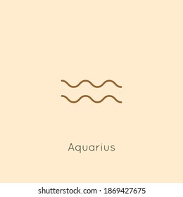 Aquarius Zodiac sign Icon in a Minimal Linear Style. Vector Horoscope Symbol for Astrology, Calendar, Tattoo, t-shirt print