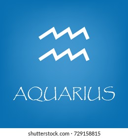 Aquarius zodiac sign icon. Vector simple illustration of Aquarius zodiac sign icon on blue background for any web design