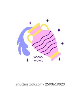 Aquarius zodiac sign in minimalist modern style on white background.