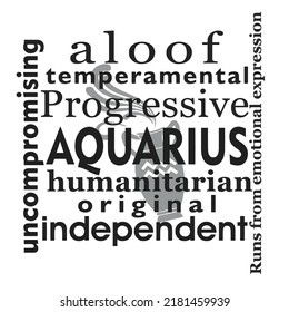 Aquarius Zodiac Sign Personality Description Stock Vector (Royalty Free ...