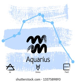 Aquarius. Zodiac sign pictogram. Calligraphic zodiac signs. Brush hand drawn. Vector illustration aquarius zodiac sign