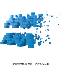 aquarius zodiac sign shaped data block. version with blue cubes. 3d pixel style vector illustration. suitable for blockchain, technology, computer and abstract themes.