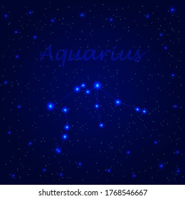 Aquarius zodiac sign in the starry sky. Constellation of Aquarius. Vector image