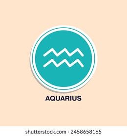 Aquarius Zodiac Sign Sticker Vector Illustration