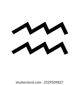 Símbolo do signo do zodíaco de Aquário sobre fundo branco.