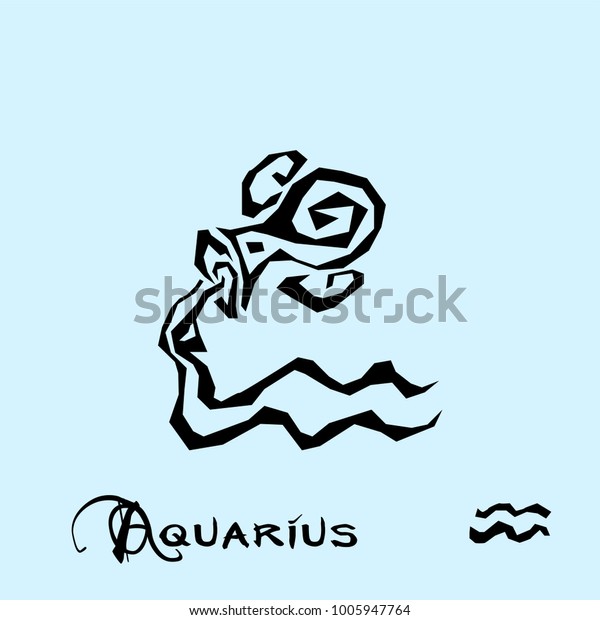 Aquarius Zodiac Sign Tattoo Art Stock Vector (Royalty Free) 1005947764 ...