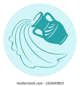 Aquarius zodiac sign.  Vector illustration in cartoon simple flat style. Icon, banner.