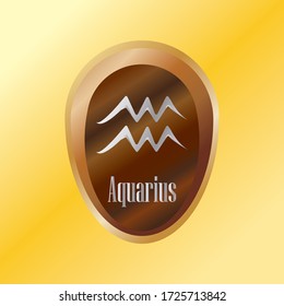 Aquarius zodiac sign, vector illustration in silver color