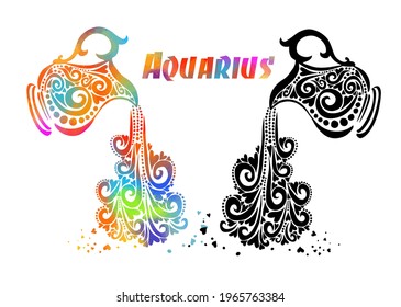 Aquarius zodiac sign. Vector illustration