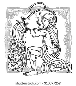 Aquarius zodiac sign vector illustration