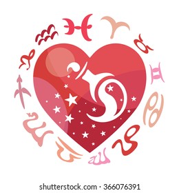 Aquarius zodiac sign, vector illustration