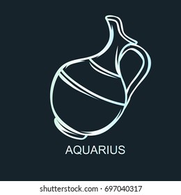 Aquarius Zodiac Sign. Vector illustration of bright blue star planet zodiacal symbol