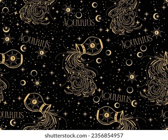 Estrella Aquarius zodiac sin fisuras. Símbolo de signo acuario estrellas Vector EPS10 , Diseño para moda , tela, textil, papel de pared, cubierta, web , envoltura y todas las impresiones