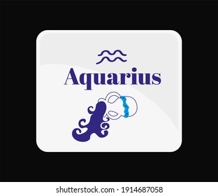 Aquarius Zodiac star sign in vector, Water-Bearer sign, Astrological sign, Air element
