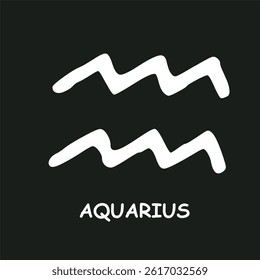 Aquarius zodiac symbol with black background 