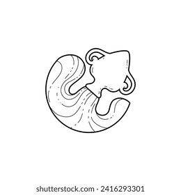 Aquarius zodiac symbol black contour. Astrological zodiac icon, water pours from a jug silhouette vector illustration. Line art design Horoscope Aquarius sign isolated on white