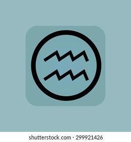 Aquarius zodiac symbol in circle, in square, on pale blue background