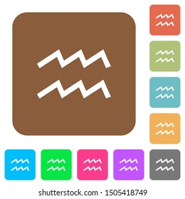 aquarius zodiac symbol flat icons on rounded square vivid color backgrounds.