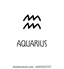 Aquarius zodiac symbol icon with flowing wave lines