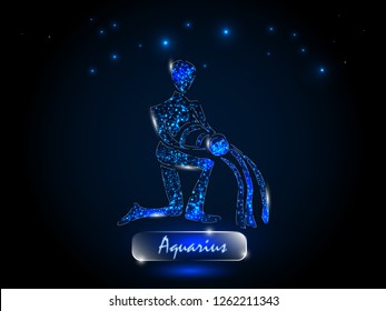 Aquarius. Zodiac symbol on a background of the starry sky. Signs of the zodiac, astrology.