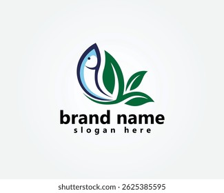 aquascape, logotipo aquático, peixe abstrato com três folhas cauda, modelo de design de logotipo