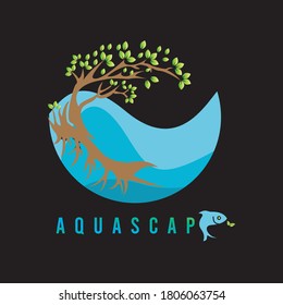 Aquascape Collection Of Natural Business Logos In Minimal Style Line Art.