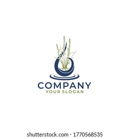 aquascape leaf tree water drop logo vector icon illustration. Grass water