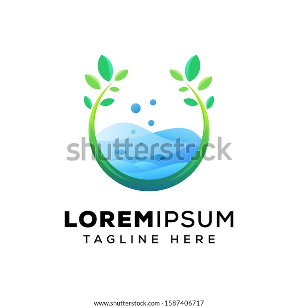 Aquascape Logo Design Premium Nature Water Stock Vector Royalty Free 1587406717